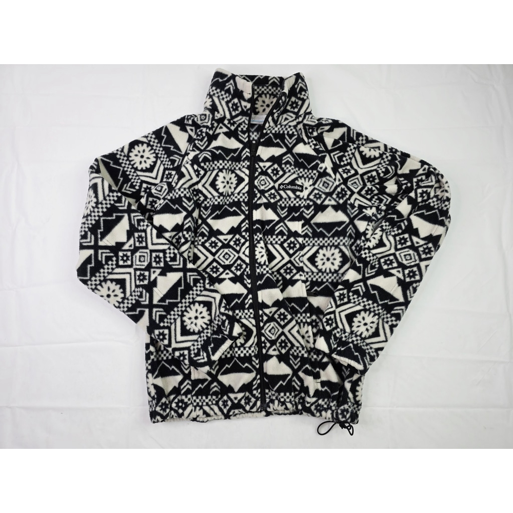 Columbia Benton Springs Printed Full Zip Fleece Jacket Black White Women's M